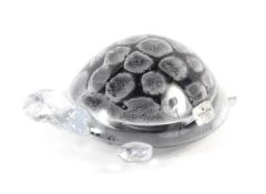 A mid-century Marcolin (Sweden) glass model of a turtle.