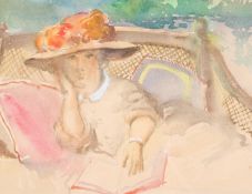 Attributed to Frances Hodgkins (New Zealand, 1869-1947), Portrait of a Lady Reading,