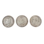 Three coins, crowns: 1844, 1890,