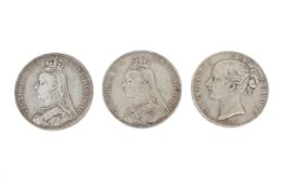 Three coins, crowns: 1844, 1890,