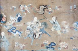 A Chinese 19th century embroidered silk panel.