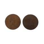 Two half d tokens: 1794 Dover;