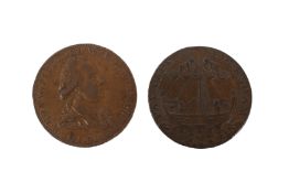 Two half d tokens: 1794 Dover;