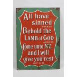 An unusual religious Bible quotes enamel sign by protector enamel eccles.