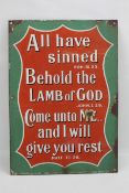 An unusual religious Bible quotes enamel sign by protector enamel eccles.