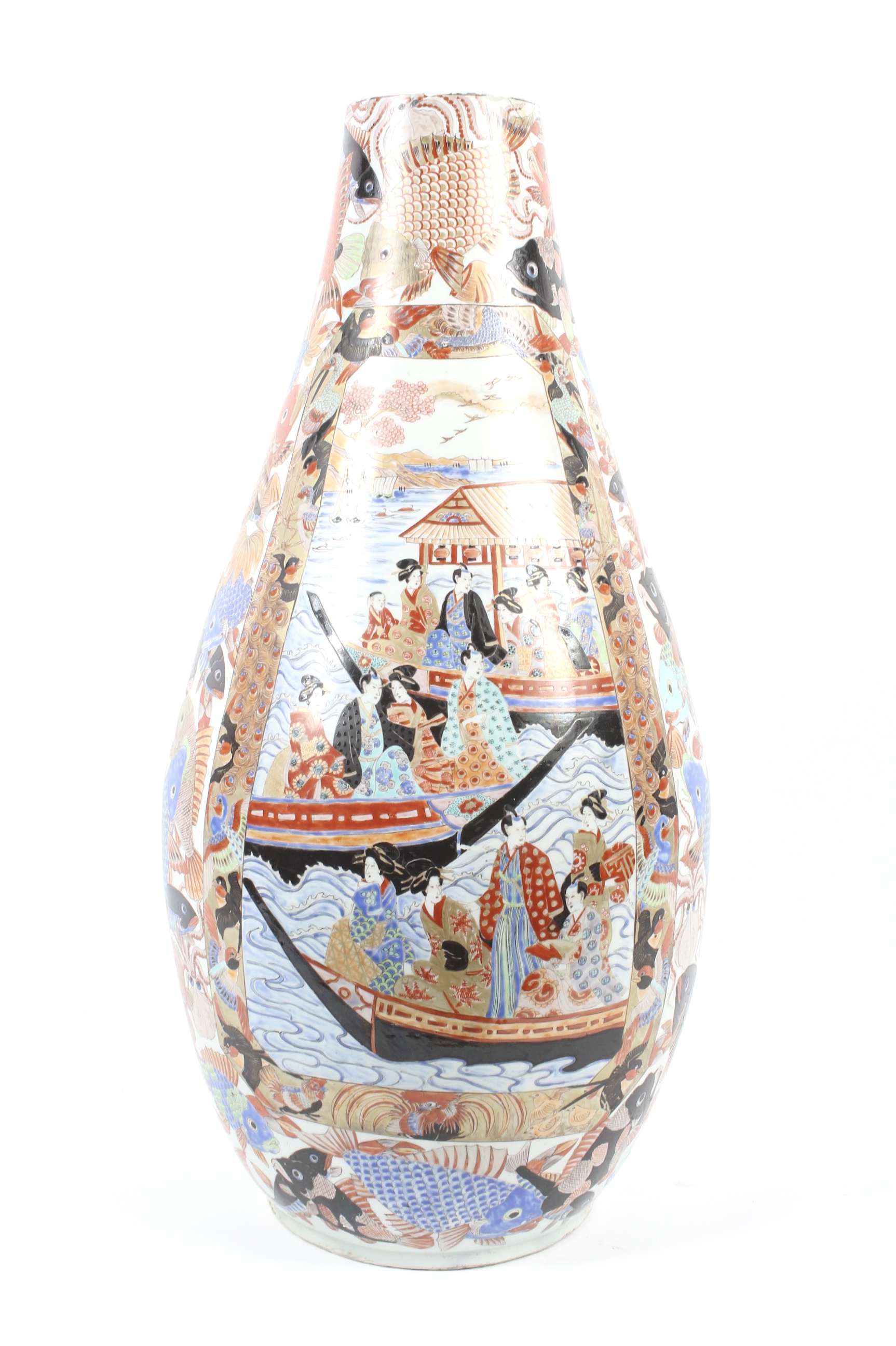 A late 19th century Japanese porcelain large oviform hall vase. - Image 2 of 3