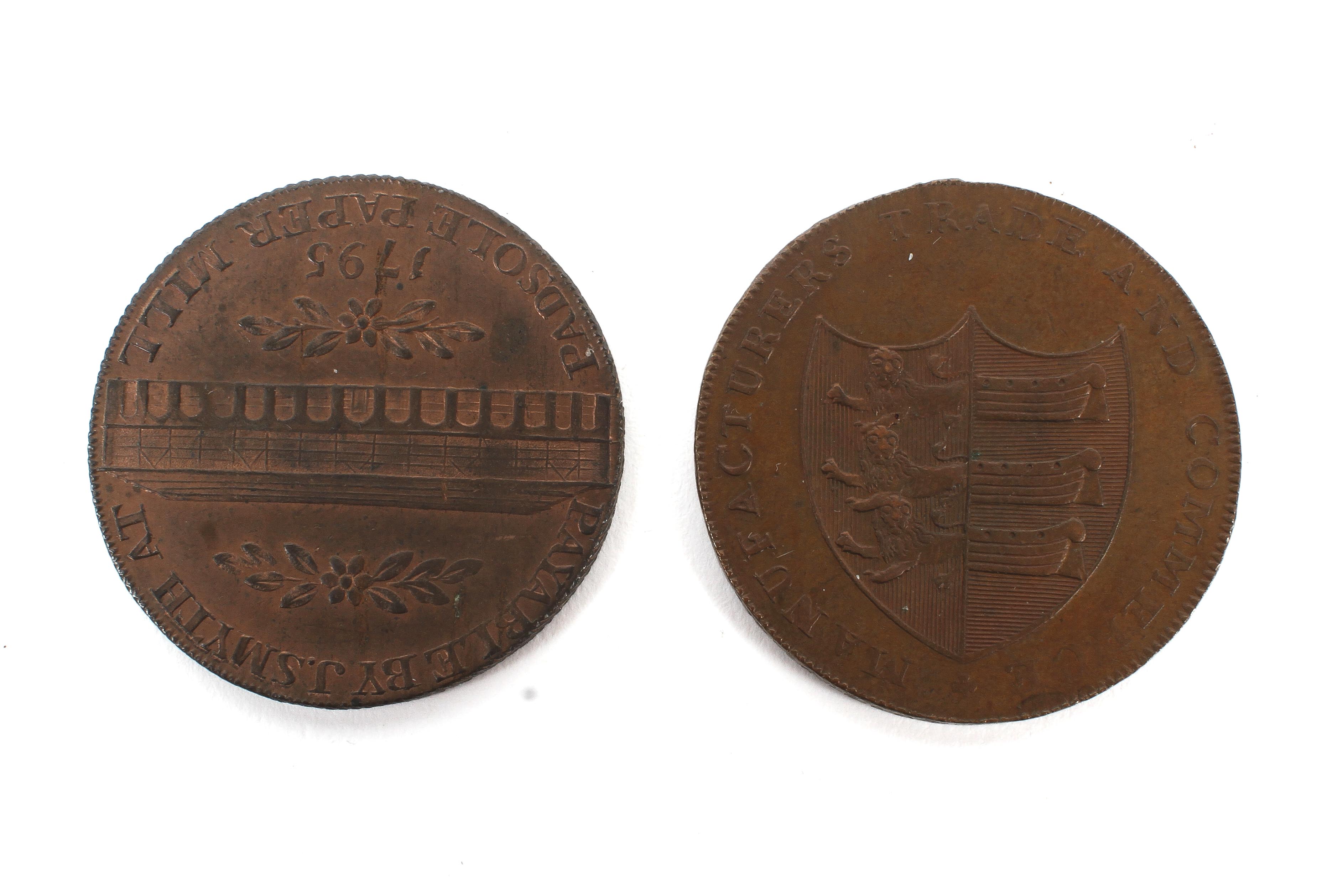 Two half d tokens: Maidstone 1795; - Image 2 of 2