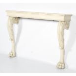 A converted painted console table.