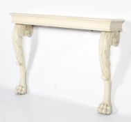 A converted painted console table.