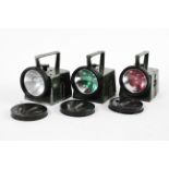 Three Bardic Ltd (Southampton) green painted military lamps.