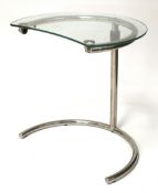 A vintage glass topped hinged chrome coffee table.