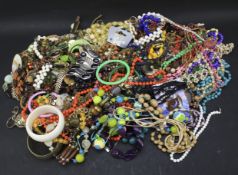 A large box of costume jewellery.