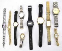 An assortment of ten gents and ladies wristwatches.