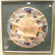 A 20th century needlework tapestry. Of circular form, depicting swallows and sailing ships.