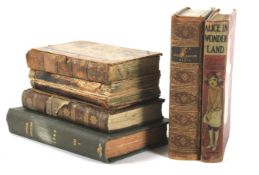 A collection of antique books.