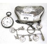 An assortment of silver and white metal items.