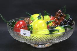 A collection of glass modelled as fruit.