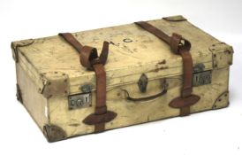 An early-mid 20th century white vellum mounted travelling trunk.