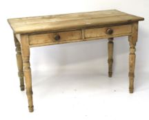 A Victorian pine scrub-top kitchen table.