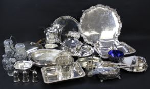 A large collection of silver plated wares.