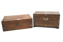 A late 19th century Rosewood tea caddy and a mahogany storage box.