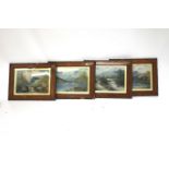 Four 20th century oil on boards. Each depicting a mountainous landscapes, unsigned, 44.