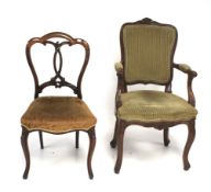 A Victorian mahogany chair and an elbow chair.