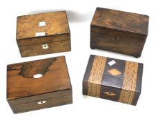 Four assorted wooded boxes.