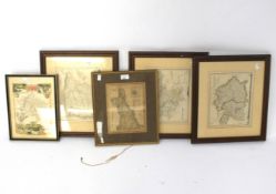 An assortment of framed and glazed maps.