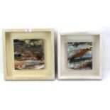 Two abstract Sue Spurrier paintings.