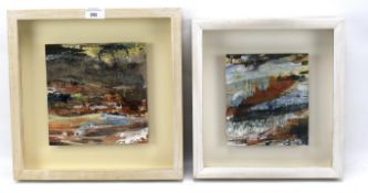 Two abstract Sue Spurrier paintings.