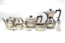 An EPNS silver plate tea set and other items.