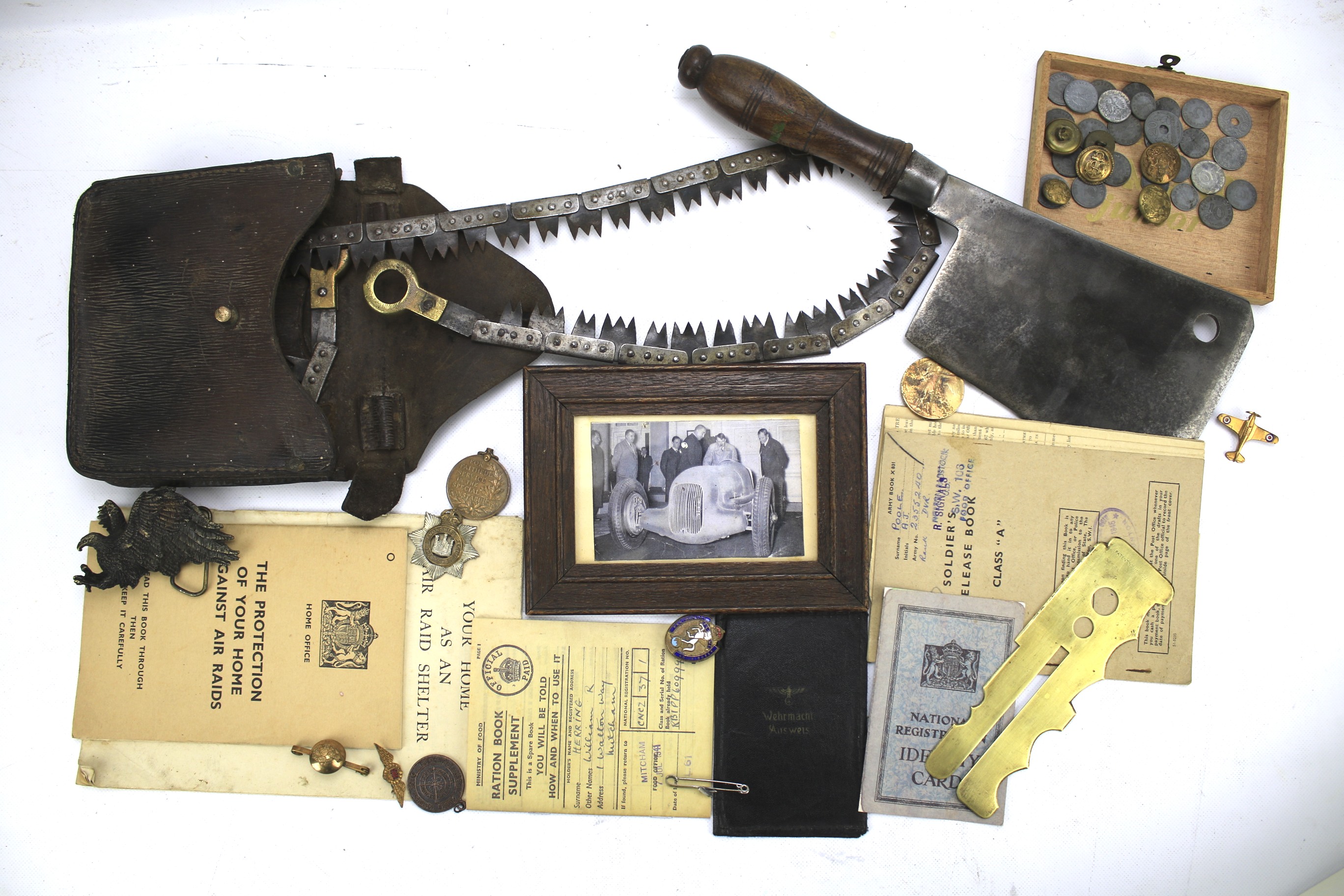 An assortment of military related collectables.