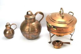 A collection of copperware.