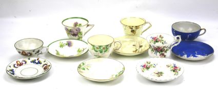 Six teacups and saucers.