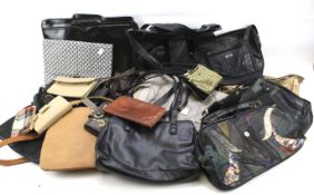 An assortment of ladies' handbags.