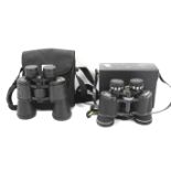 Two pairs of binoculars.