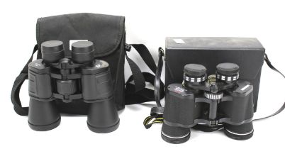 Two pairs of binoculars.