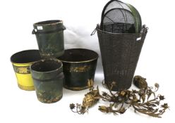 An assortment of buckets and bins.