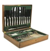 A 20th century six place canteen of silver plated cutlery.