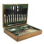 A 20th century six place canteen of silver plated cutlery.