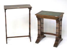 A nest of three early 20th century mahogany side tables and another.