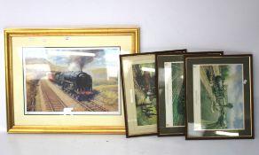 Four prints depicting trains.