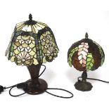 Two small contemporary Tiffany style table lamps.