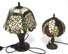 Two small contemporary Tiffany style table lamps.