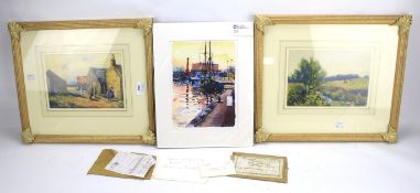 An Abigail McDougal limited edition signed print and two watercolours.