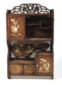 A 19th century Chinese Inlaid chinoiserie wall hanging cabinet.