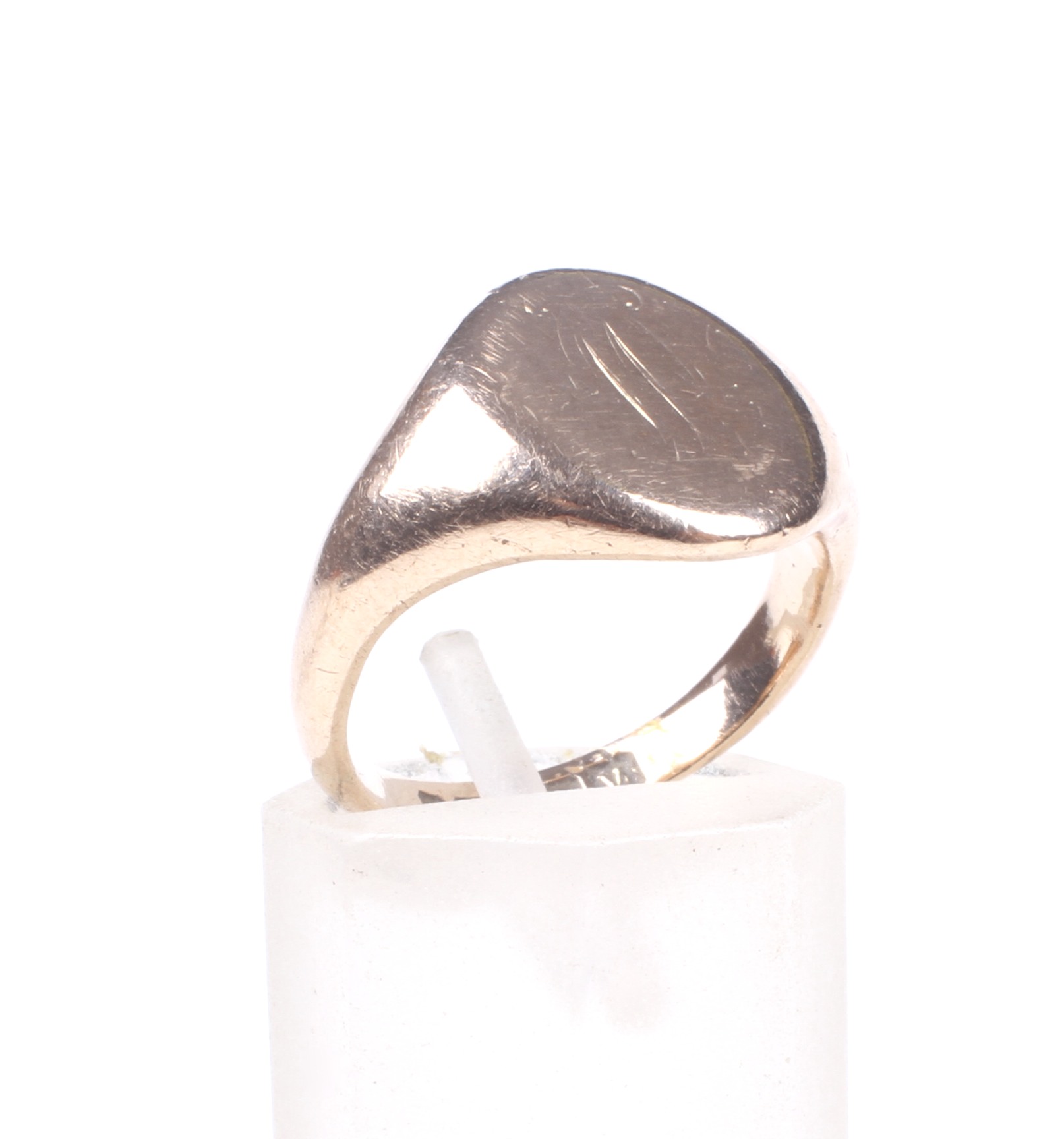 A mid-20th century 9ct rose gold oval signet ring.
