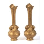 A pair of gilt metal Art Nouveau vases modelled by Helene Sibeud.