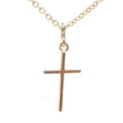 A continental 18ct gold crucifix with chain.39.